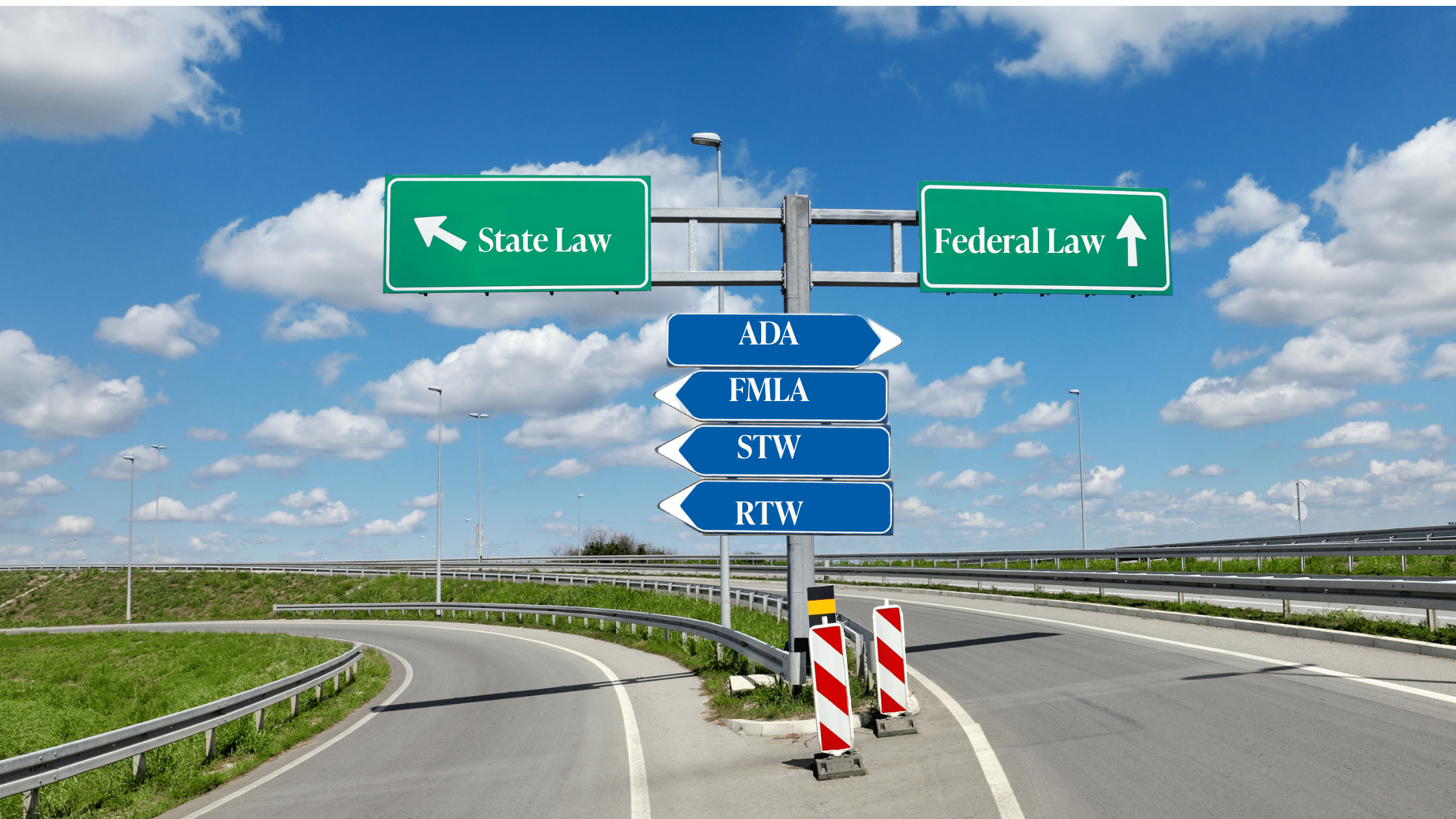 Image of crossroads with road signs pointing opposite directions